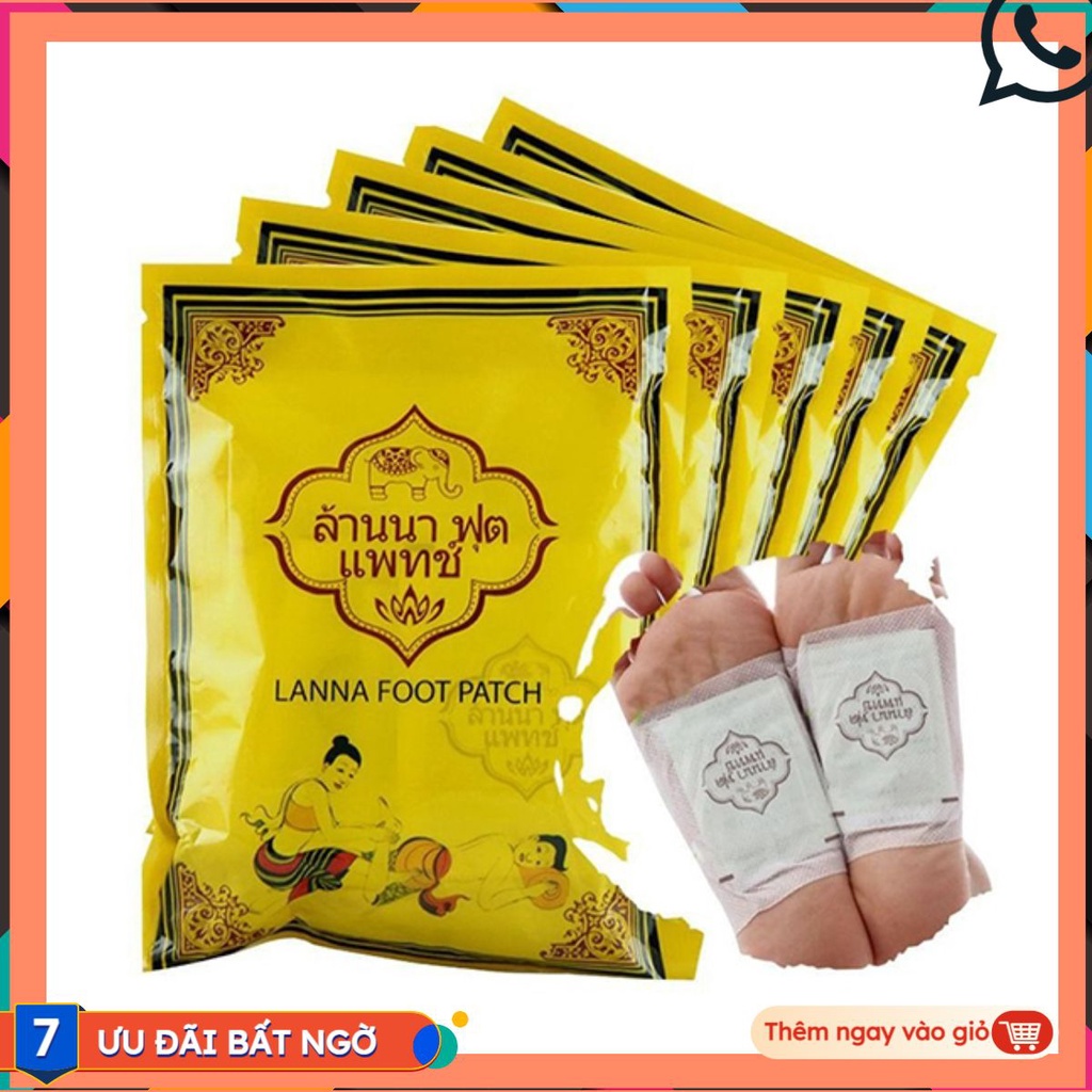 10 Miếng Dán Chân Thải Độc Detox Lanna Foot Patch (free ship)