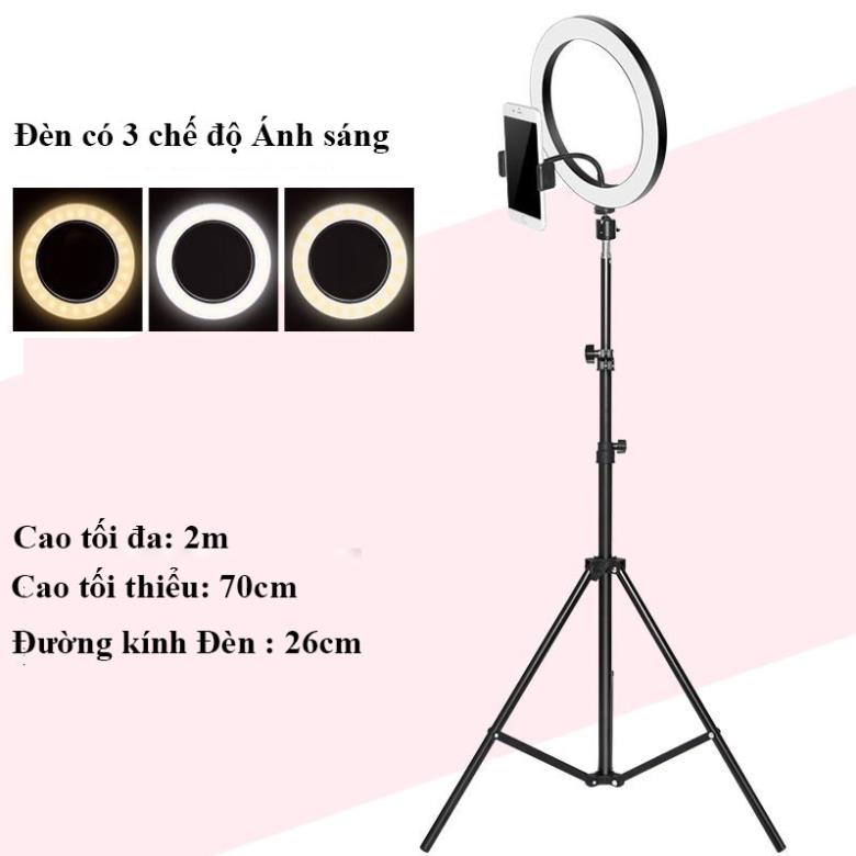 Đèn Livestream Size 26/30/33/36/45 Chân 2 Mét hoco