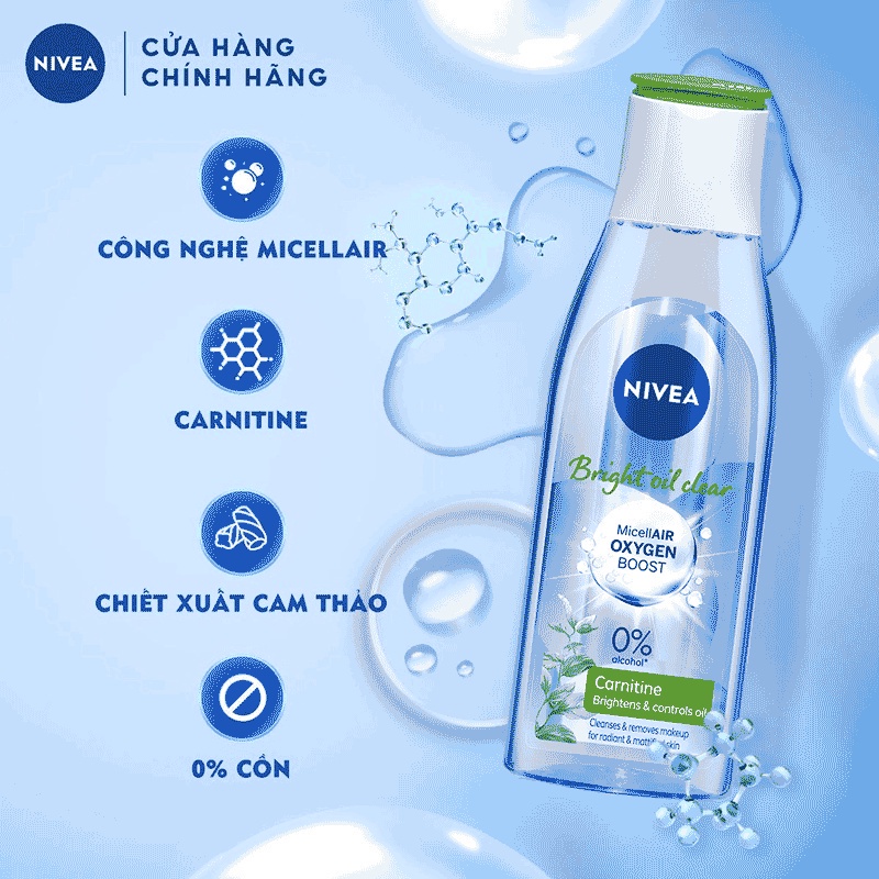 Nước Tẩy Trang NIVEA Bright Oil Clear Kiểm Soát Nhờn | Sáng Da (200 ml) - 86609