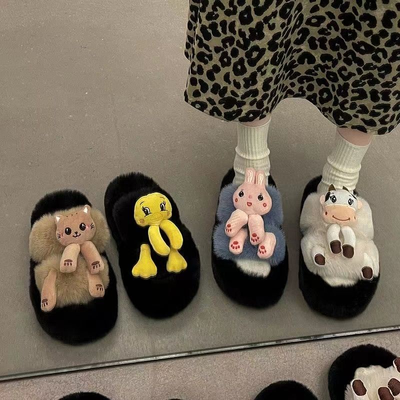 Dép Bông Đi Trong Nhà Bằng Vải Lông Hình Ếch Vui Nhộn Dễ Thương Thoải Mái Thời Trang Thu Đông 2023