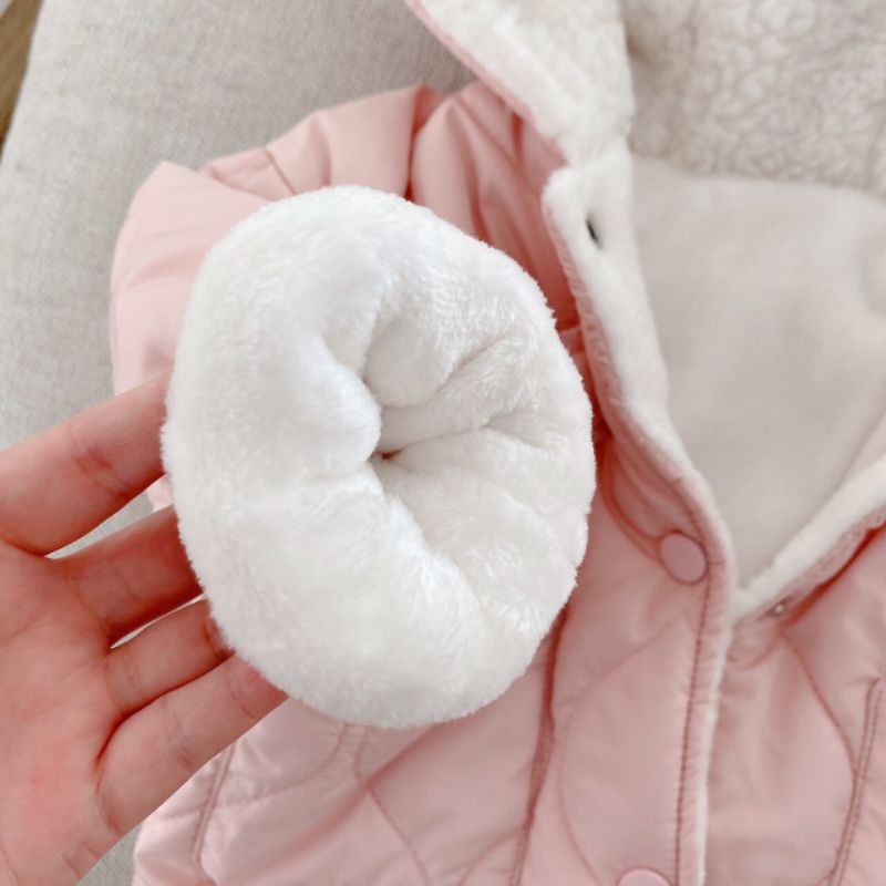 Áo khoác lông hồng bé gái 🍓 Có ảnh thật 🍓 Áo khoác tai thỏ bé gái hàng QCCC size 80-120