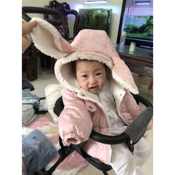 Áo khoác lông hồng bé gái 🍓 Có ảnh thật 🍓 Áo khoác tai thỏ bé gái hàng QCCC size 80-120