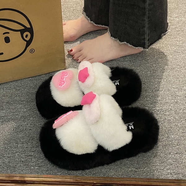 Dép cotton Phối Lông Thời Trang Mùa Thu Mới 2023 Cho Nữ