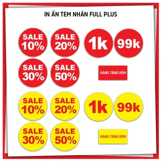 Tem dán sale, tem dán 1k, 99k, tem hàng tặng kèm