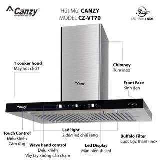 Máy hút mùi canzy cz 399 smart - 700 mm hút mùi nhà bếp cảm ứng vẫy tay cao cấp, bảo hành 1 đổi 1 trong 3 năm