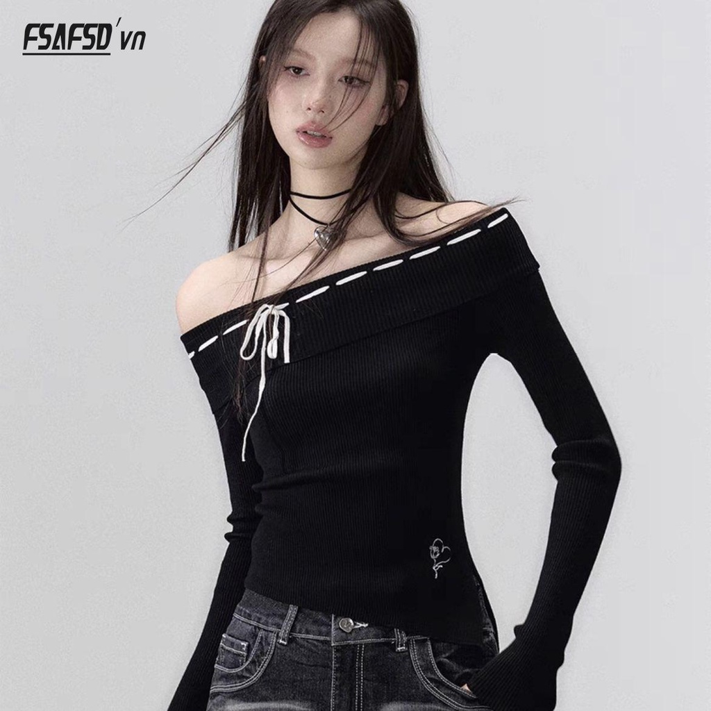 Viapitti Áo sweater Dệt Kim Hở Vai Thời Trang Mùa Thu Dành Cho Nữ