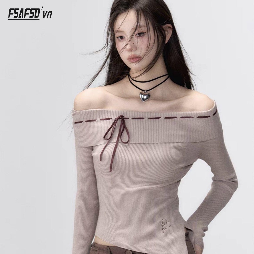 Viapitti Áo sweater Dệt Kim Hở Vai Thời Trang Mùa Thu Dành Cho Nữ