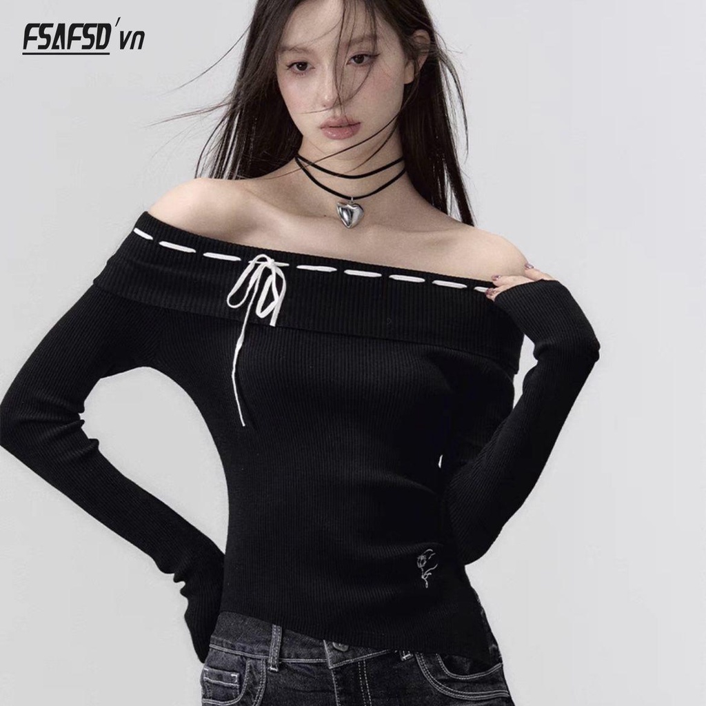 Viapitti Áo sweater Dệt Kim Hở Vai Thời Trang Mùa Thu Dành Cho Nữ