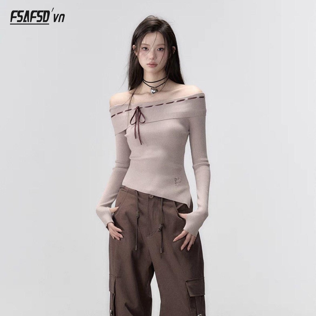 Viapitti Áo sweater Dệt Kim Hở Vai Thời Trang Mùa Thu Dành Cho Nữ