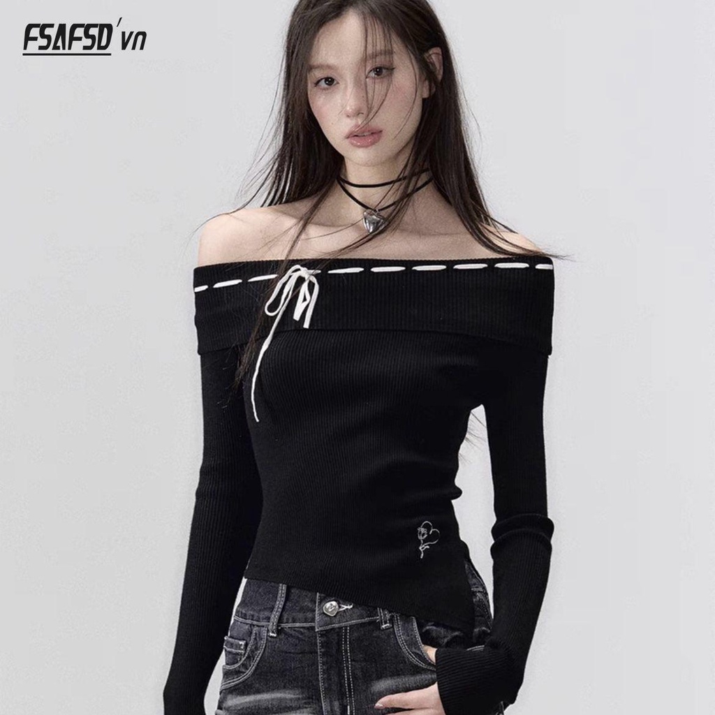 Viapitti Áo sweater Dệt Kim Hở Vai Thời Trang Mùa Thu Dành Cho Nữ
