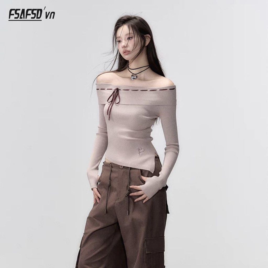 Viapitti Áo sweater Dệt Kim Hở Vai Thời Trang Mùa Thu Dành Cho Nữ
