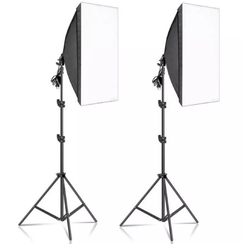 Đèn chụp ảnh, quay phim, Livestream kèm gậy 3 chân cao 2m1 softbox 50x70cm