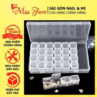 Set hộp nhựa tổ ong 28 ô có nắp đậy - Hộp nhựa đựng charm đá phụ kiện - hộp đựng charm đá 28 ô