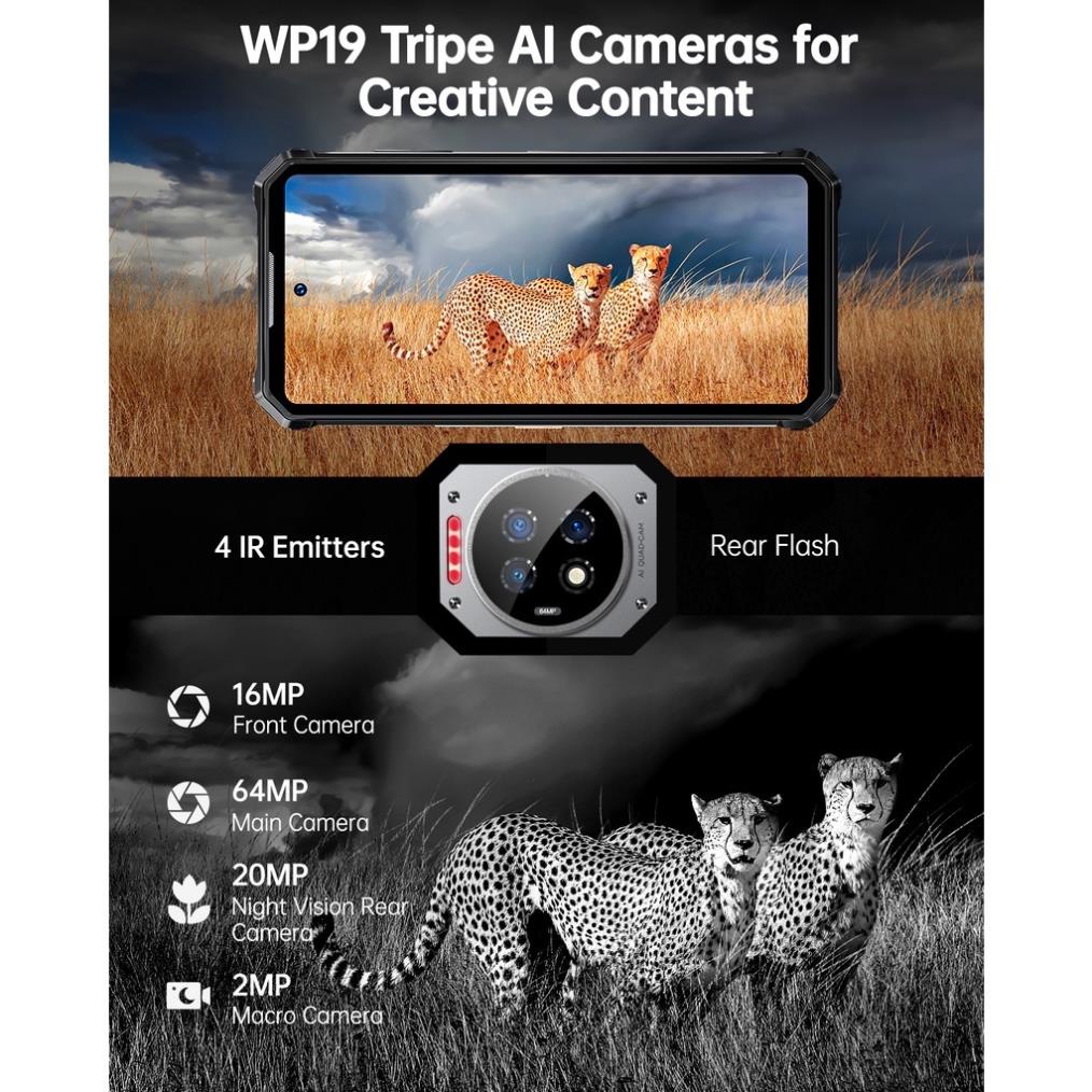 Điện Thoại Di Động OUKITEL WP19 21000mAh 8GB 256GB 6.78 "FHD + 90HZ Android 12 64MP + 20MP 33W Helio G95 OctaCore 4G