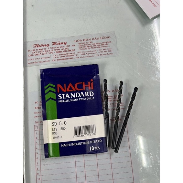 Khoan Nachi chuyên thép List 500 từ phi 4,1 đến 5mm đồng giá 40k/ chiếc. Hàng chất lượng cao.