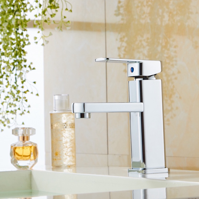 Vòi lavabo chậu rửa mặt nóng lạnh đồng mạ crom sáng bóng hiện đại bảo hành 36 tháng chính hãng