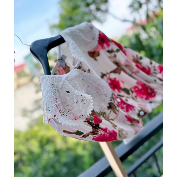 Sơ mi dài tay mix cổ ren xinh xắn.