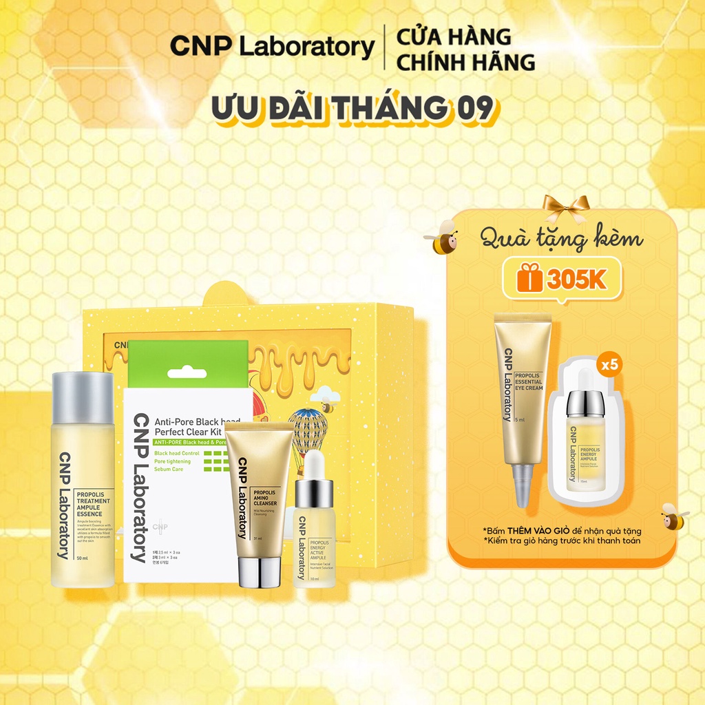 Bộ sản phẩm keo ong 4 bước phục hồi làn da toàn diện CNP Propois Best Trial Kit 4pcs