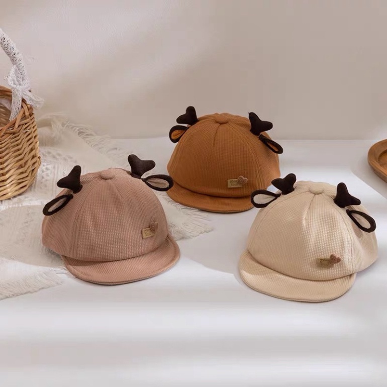 Mũ lưỡi trai trẻ con ,chất cotton mềm gắn sừng hươu xinh cho bé từ 2tháng-3 tuổi