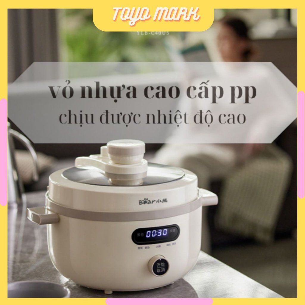 Nồi áp suất đa năng Bear YLB-C40U5, 4.0 lít, nồi nấu ninh hầm điện, nồi cơm điện áp suất cao, nấu súp, nồi điện đa năng