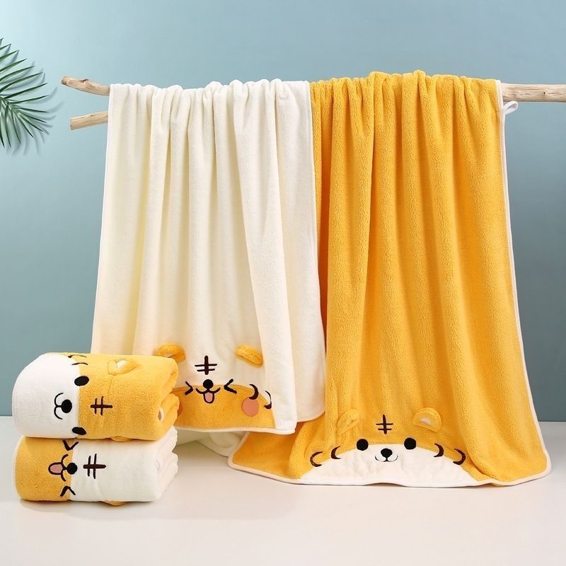 Mũ Trùm Đầu Sấy Khô Tóc Thấm Hút Nước Hình Hổ Hoạt Hình Dành Cho Trẻ Em Và Người Lớn