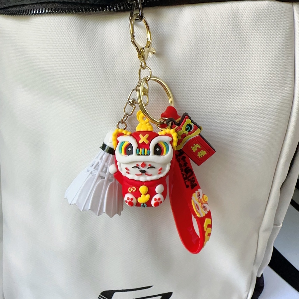 Móc Khóa Hình Mèo Và Cầu Lông Xinh Xắn