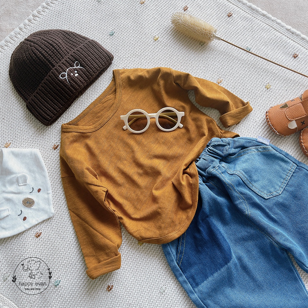 🅷.🄴🅅🄰🄽  Nón len phong cách Hàn Quốc cho bé trai bé gái, giữ ấm thu đông.