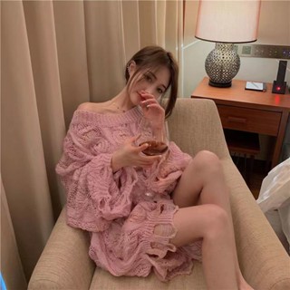 Jiashucheng Áo sweater Trễ Vai Phong Cách Hàn Quốc Cao Cấp Thời Trang Mùa Thu