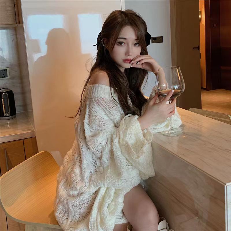 Jiashucheng Áo sweater Trễ Vai Phong Cách Hàn Quốc Cao Cấp Thời Trang Mùa Thu