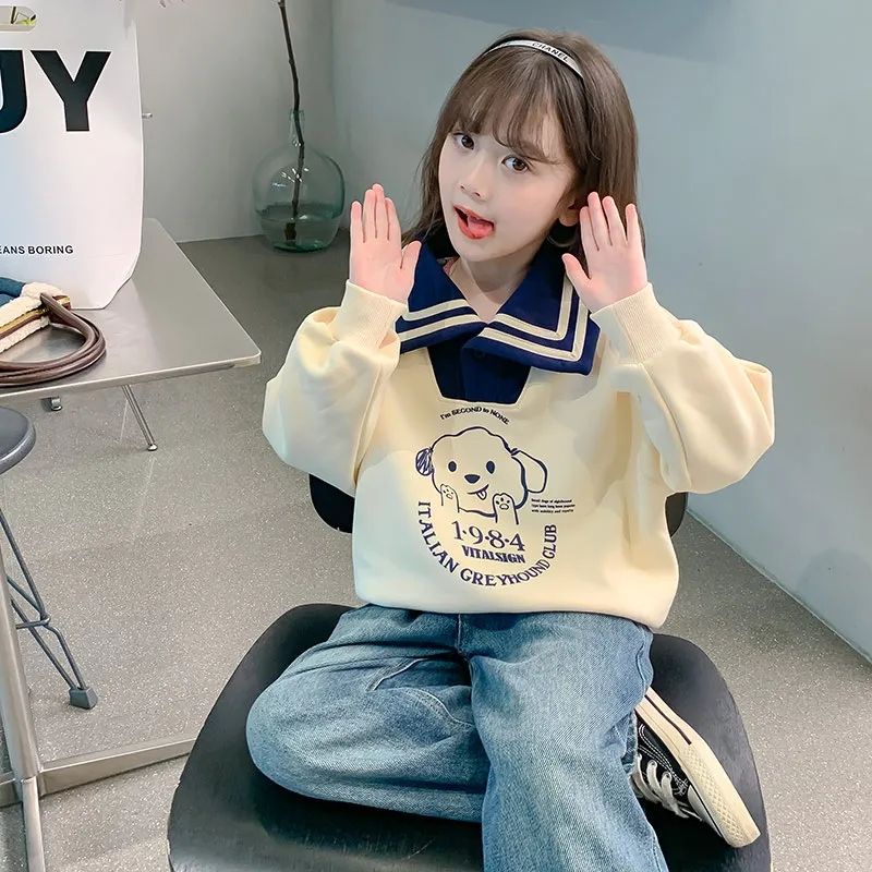 Áo Sweater Tay Dài Phong Cách Thời Trang Xuân Thu Mới 2023 Dành Cho Bé Gái