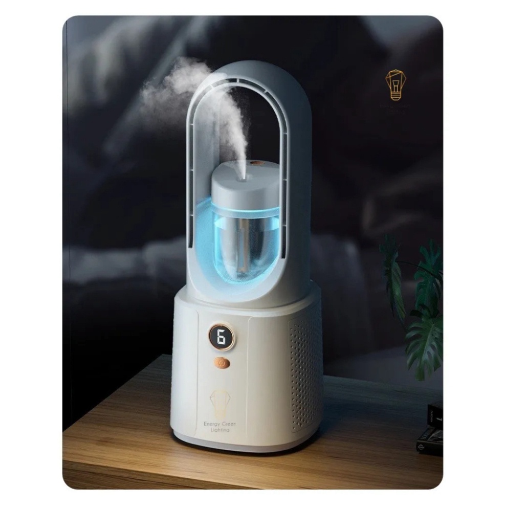 Quạt Tích Điện Phun Sương _ Quạt Không Cánh 6 Chế Độ Làm Mát Nhanh Chóng