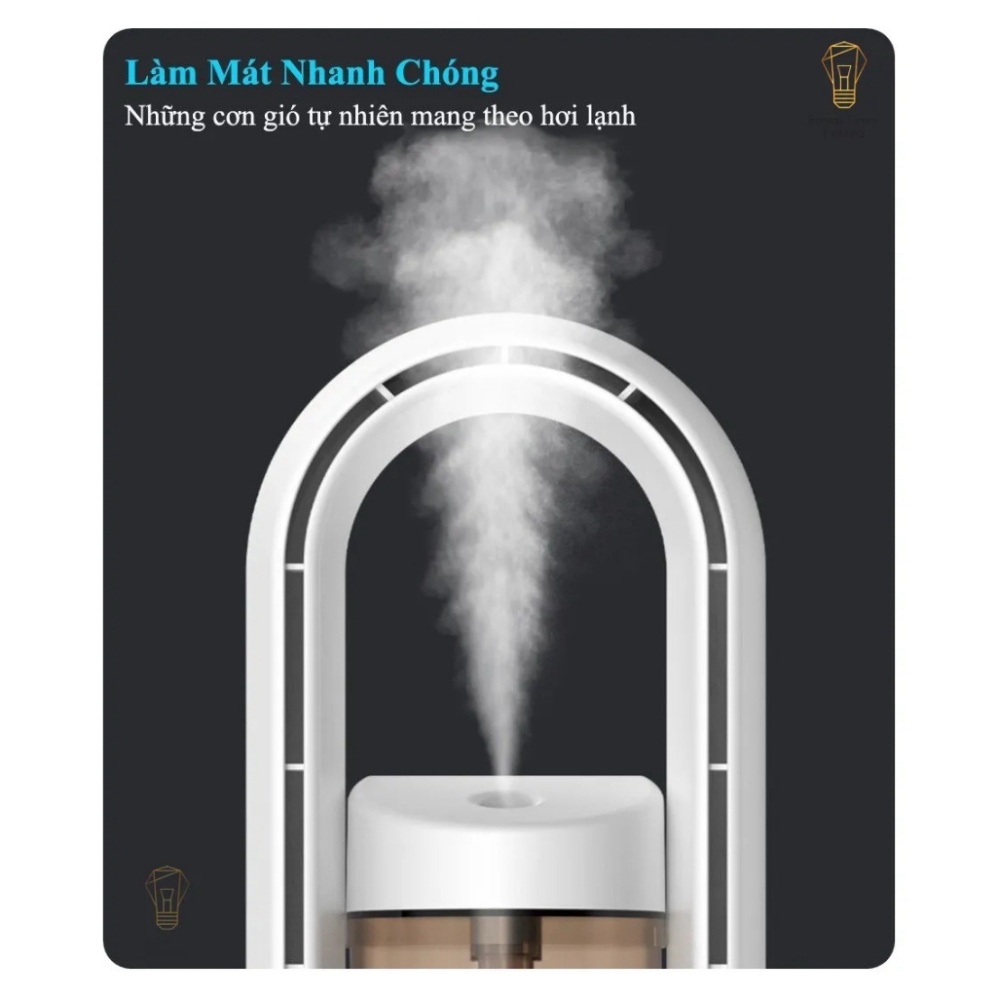 Quạt Tích Điện Phun Sương _ Quạt Không Cánh 6 Chế Độ Làm Mát Nhanh Chóng