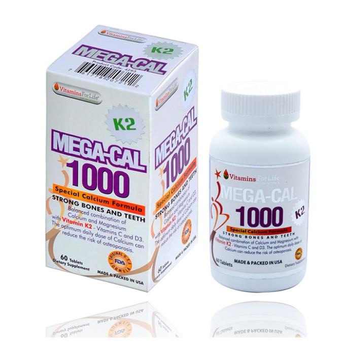 BỔ SUNG CANXI MEGA CAL K2 VITAMINS FOR LIFE, HỘP 60 VIÊN