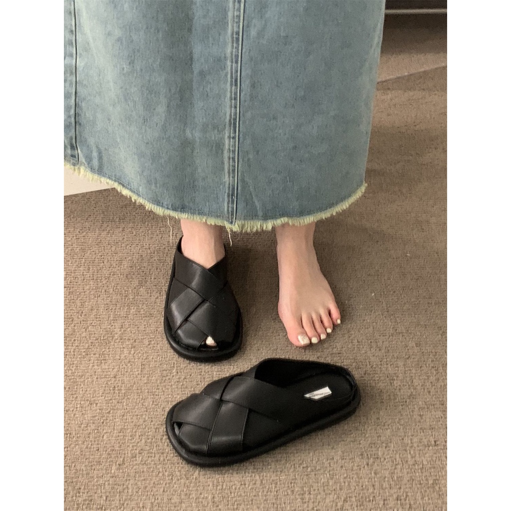 Dép Bít Mũi Đế Bằng Thiết Kế Mới Thời Trang Mùa Hè Theo Phong Cách Hàn Quốc Cho Nữ