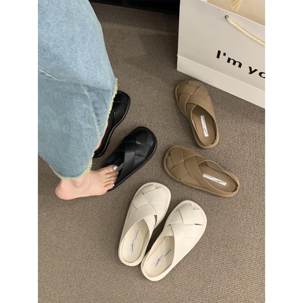 Dép Bít Mũi Đế Bằng Thiết Kế Mới Thời Trang Mùa Hè Theo Phong Cách Hàn Quốc Cho Nữ