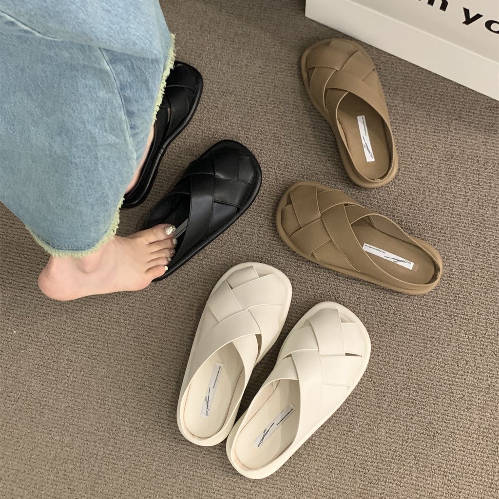 Dép Bít Mũi Đế Bằng Thiết Kế Mới Thời Trang Mùa Hè Theo Phong Cách Hàn Quốc Cho Nữ