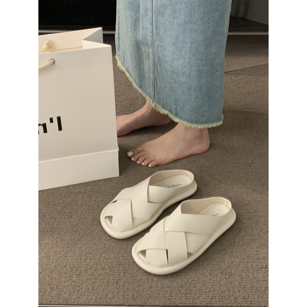 Dép Bít Mũi Đế Bằng Thiết Kế Mới Thời Trang Mùa Hè Theo Phong Cách Hàn Quốc Cho Nữ