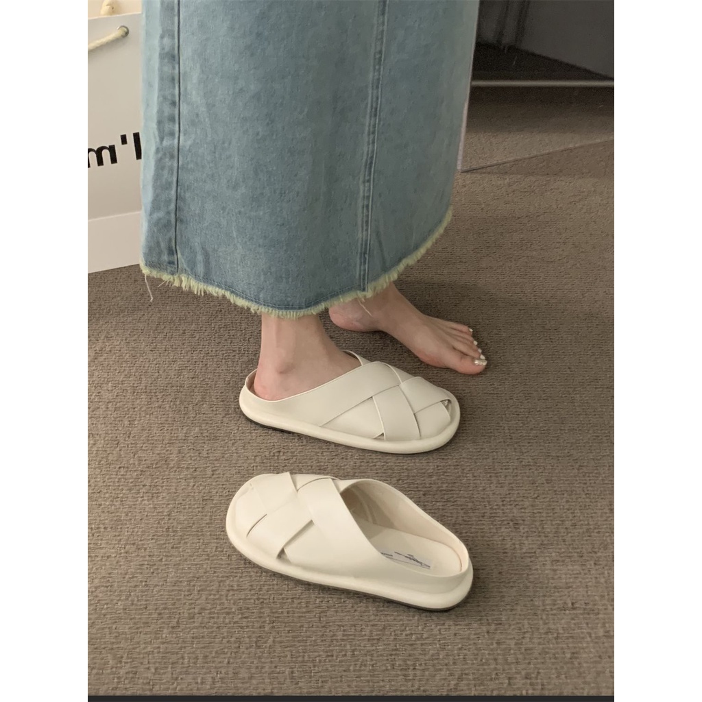 Dép Bít Mũi Đế Bằng Thiết Kế Mới Thời Trang Mùa Hè Theo Phong Cách Hàn Quốc Cho Nữ