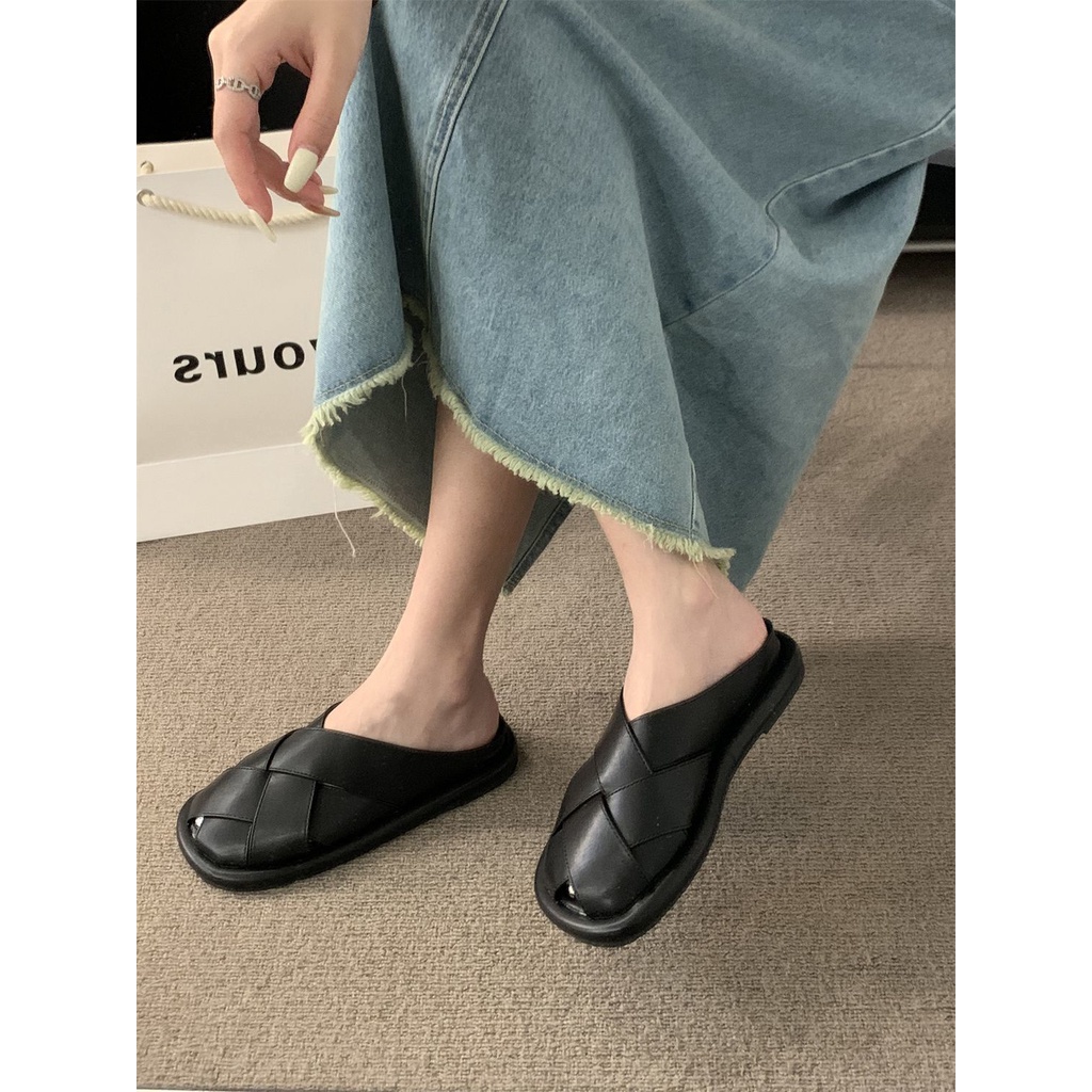 Dép Bít Mũi Đế Bằng Thiết Kế Mới Thời Trang Mùa Hè Theo Phong Cách Hàn Quốc Cho Nữ