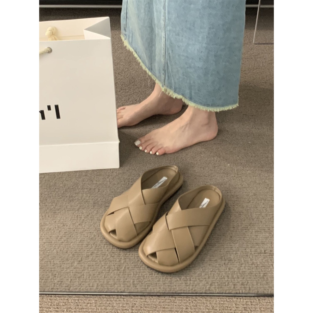 Dép Bít Mũi Đế Bằng Thiết Kế Mới Thời Trang Mùa Hè Theo Phong Cách Hàn Quốc Cho Nữ