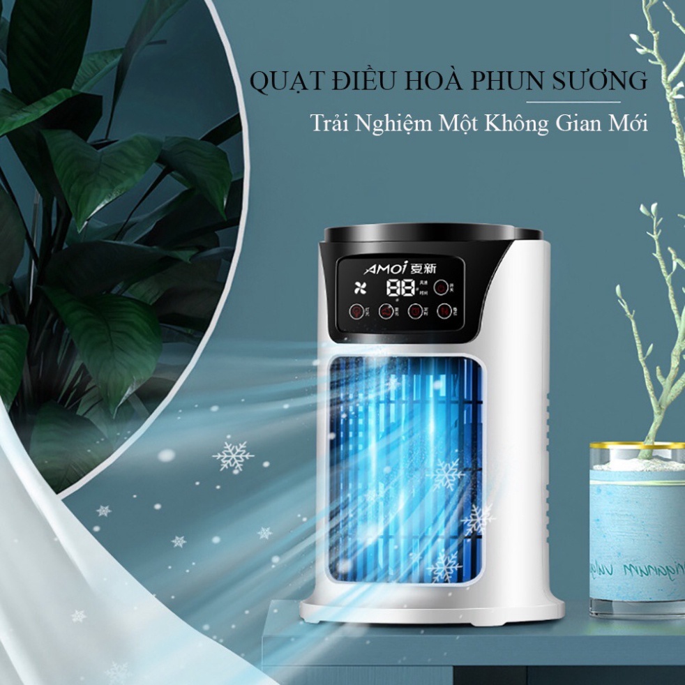 Quạt Điều Hòa Phun Sương Amoi - Quạt Để Bàn 6 Chế Độ Gió Màn Hình Led Tạo Ẩm Cho Không Khí