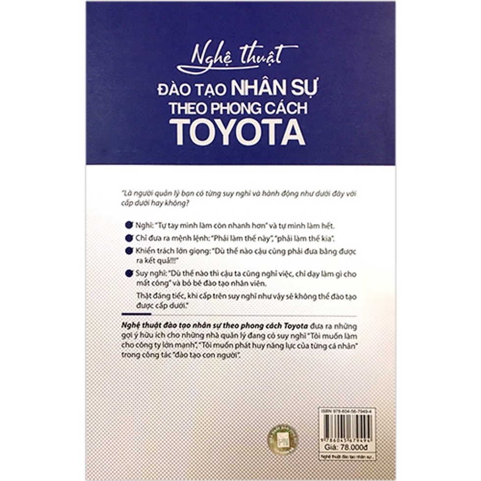 Sách Nghệ Thuật Đào Tạo Nhân Sự Theo Phong Cách Toyota  PN