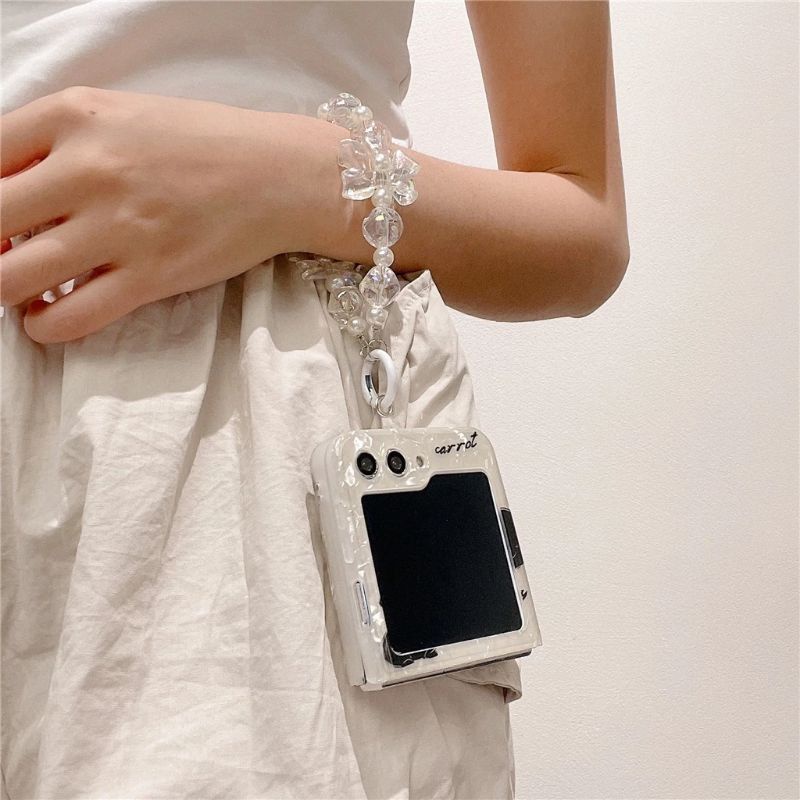 Ốp Z Flip5 - Z Flip4 - Z Flip3 - Flip5 5G vân đá hình thỏ lấp lánh dễ thương kèm dây acrylic nơ cute
