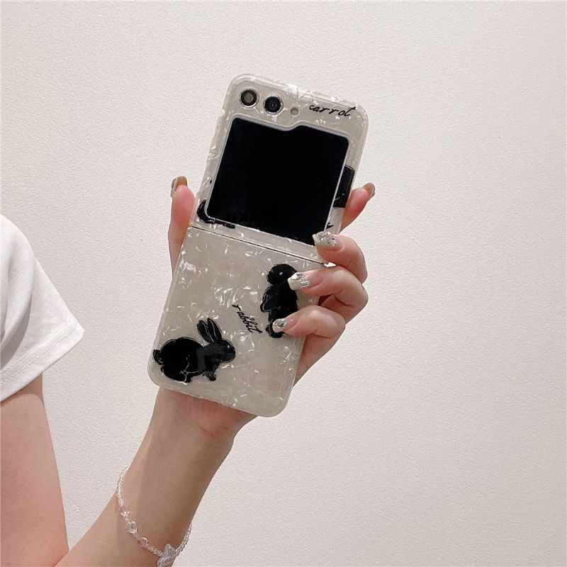 Ốp Z Flip5 - Z Flip4 - Z Flip3 - Flip5 5G vân đá hình thỏ lấp lánh dễ thương kèm dây acrylic nơ cute