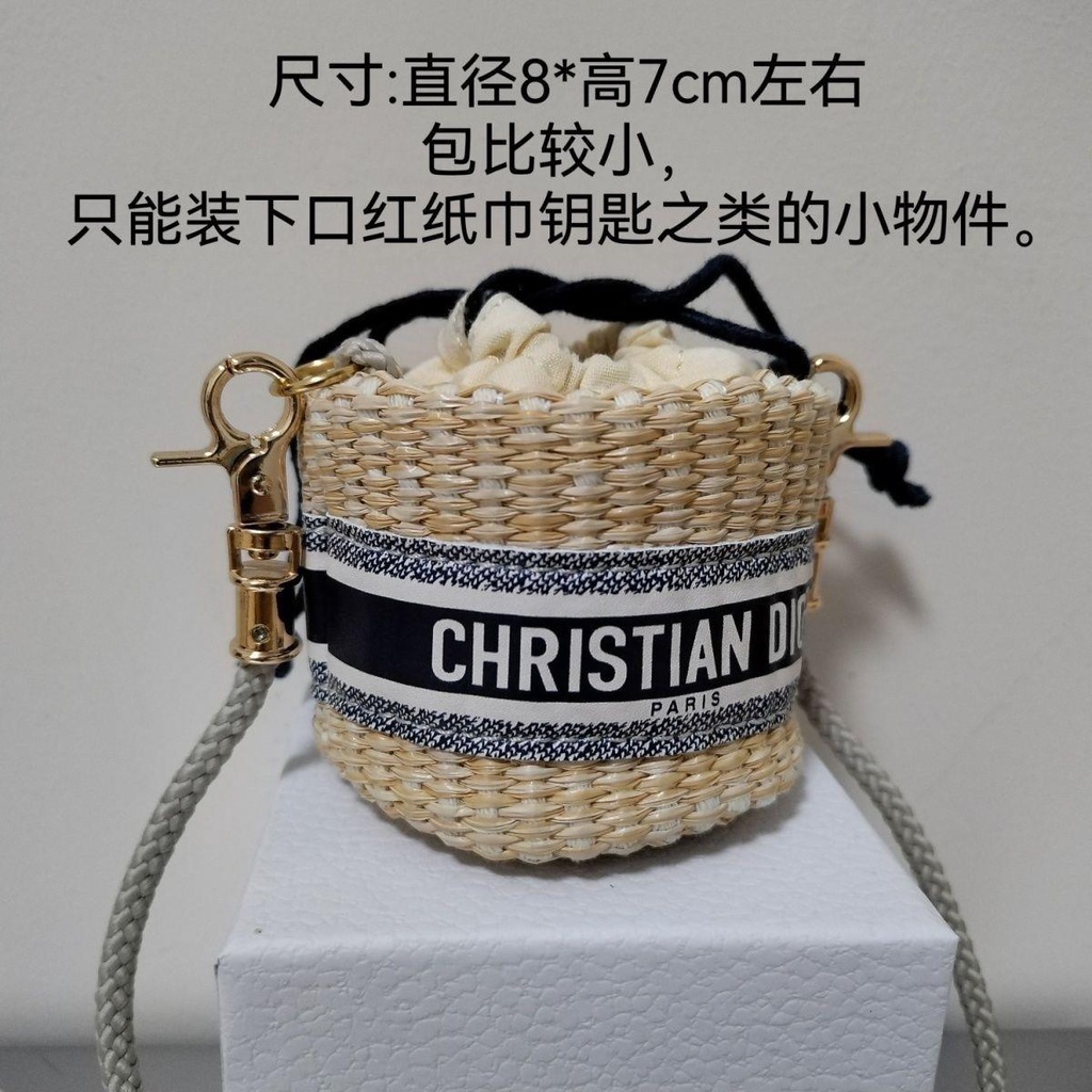 Dior Túi Xách bucket Đan Mây Hình Tròn Nhỏ Nhắn Xinh Xắn