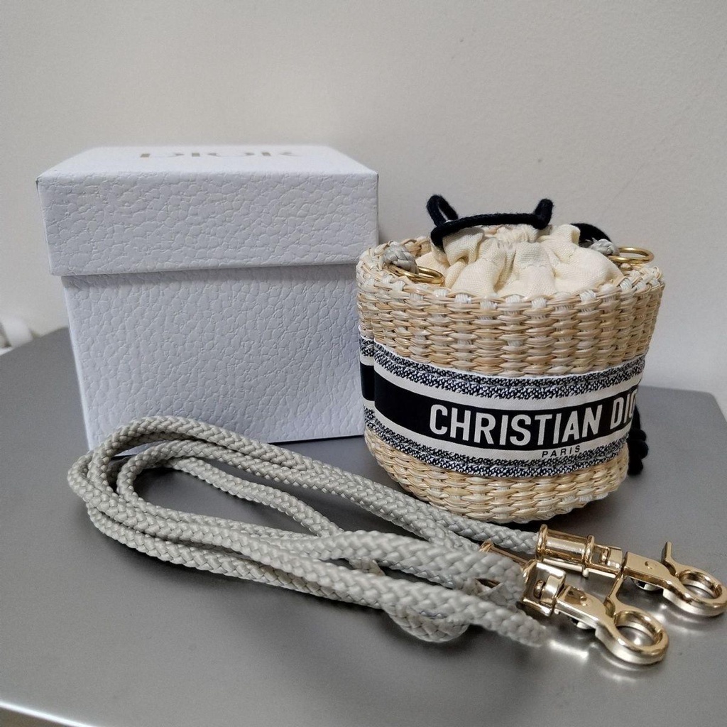 Dior Túi Xách bucket Đan Mây Hình Tròn Nhỏ Nhắn Xinh Xắn
