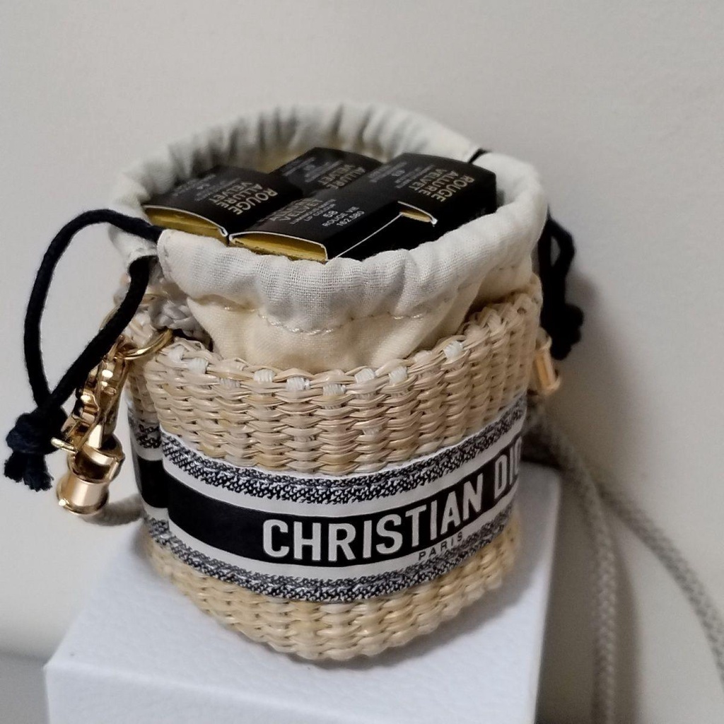 Dior Túi Xách bucket Đan Mây Hình Tròn Nhỏ Nhắn Xinh Xắn