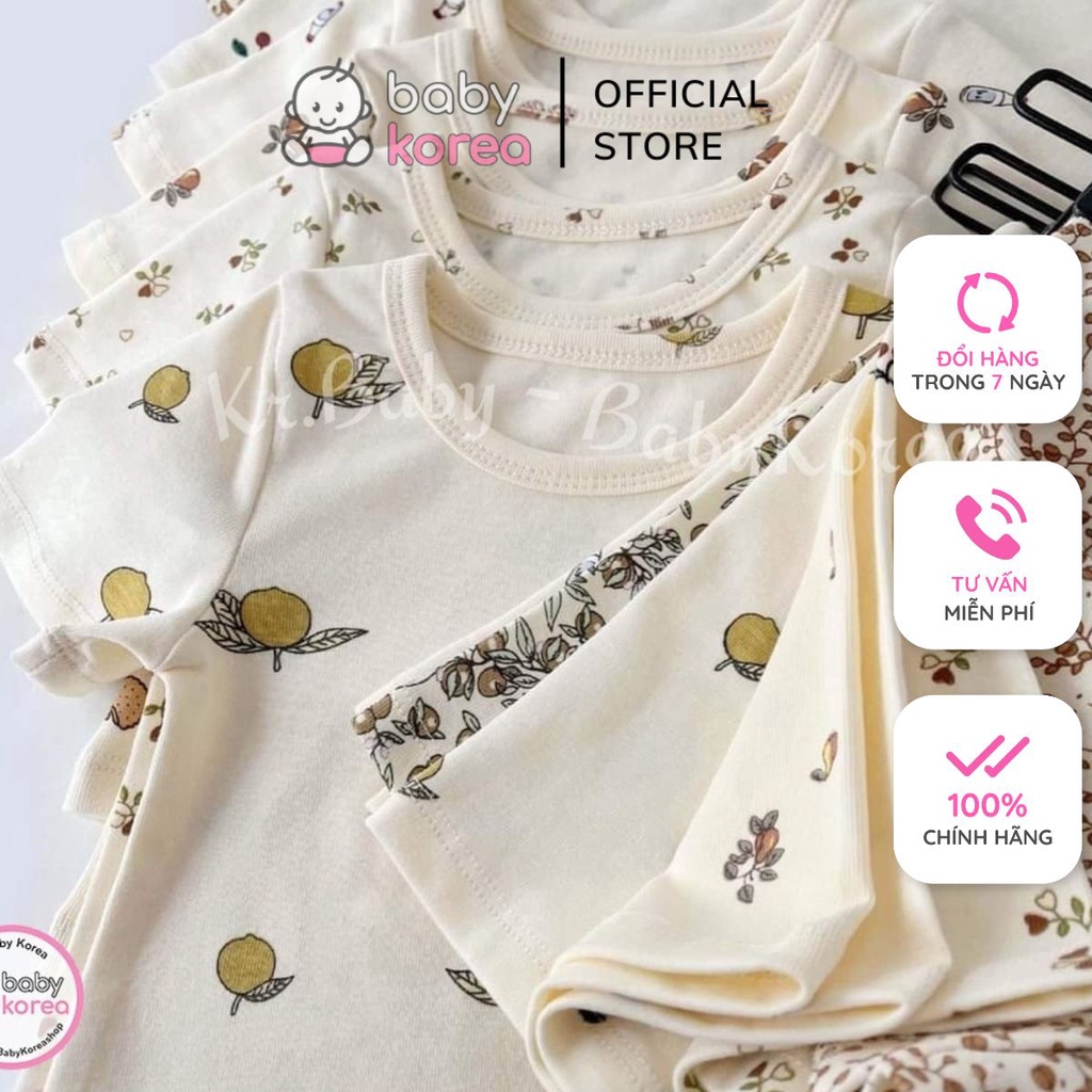 Bộ cộc tay organic homewear mặc nhà co giãn 4 chiều UNIBLING mềm mát hoạ tiết vintage made in Korea cho bé 8-20kg