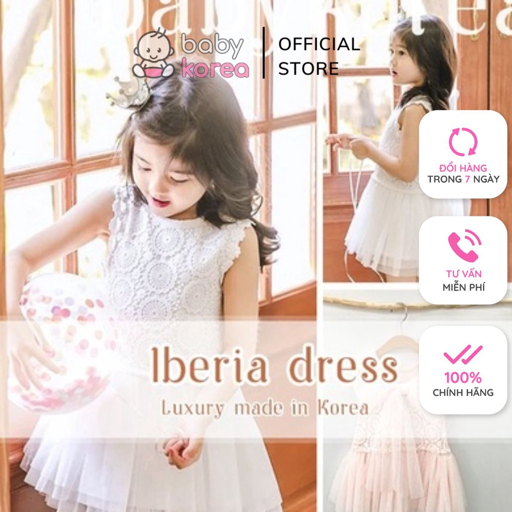 Váy sát nách ren hoa cao cấp độc quyền SAUT DE LANGE dự tiệc made in Korea cho bé gái thời trang trẻ em BABYKOREA