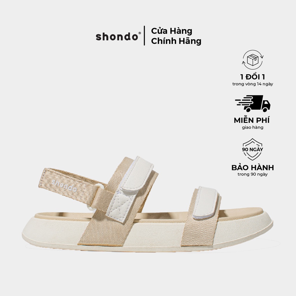 Giày Sandals Nữ Shondo Floral Trắng Be FLR0025
